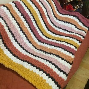 Multicolor Striped Crochet Blanket